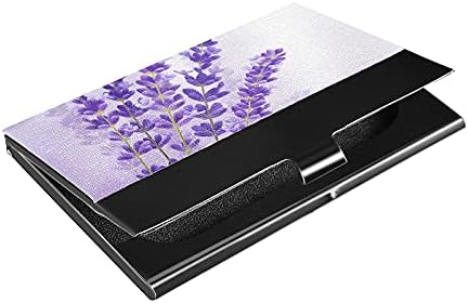 Flores de lavanda Porta de cartão de visita roxa para homens Caso de cartões de visita de homens com couro Cretid Card Card Cartão de visita Organizador