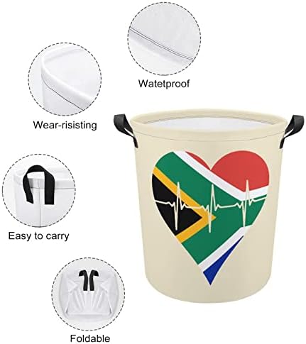 Amor South_Africa Heartbeat Leundry Basket Basket Rousista cesto para lavar roupa de roupas de roupas de roupas