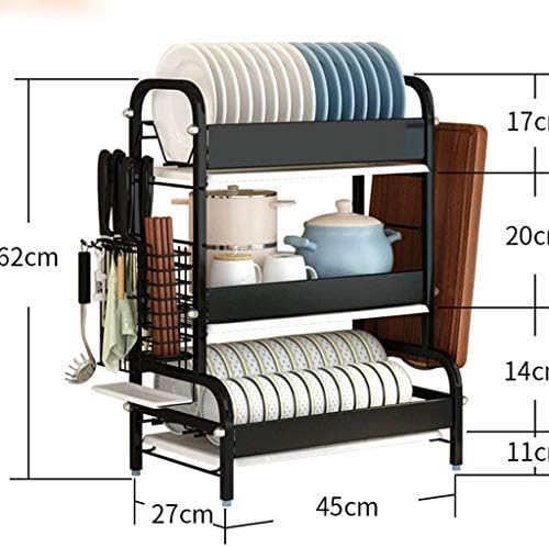 Klhdgfd Rack de drenagem - Rack de secagem de mesa, acima do rack da pia, rack de drenagem de três camadas,