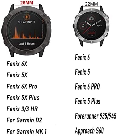 KGDHB 22 26mm Banda de relógio de silicone Easy Quick Fit Strap para Garmin Fenix ​​7 7x/3HR/Fenix ​​5x/Fenix