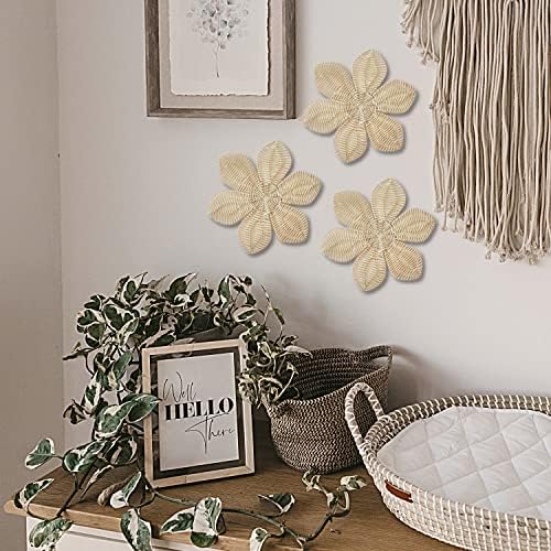 Soul + Sass 8 ”Boho Baby Girl Nursery Decoração de parede - decoração de berçário boho neutro - decoração de parede de flores para meninas quarto - conjunto de 3 flores de vime