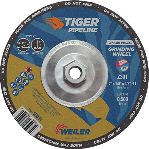 Weiler 58094 7 x 1/8 Tiger Pipeline, Z30T, 5/8 -11 NUT