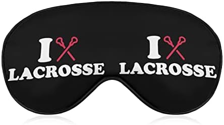 Eu amo lacrosse com bastões máscara de sono macia máscara ocular portátil com cinta ajustável para