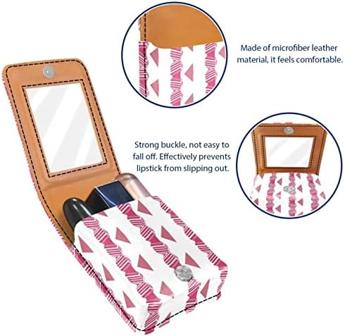 Mini maquiagem de Oryuekan com espelho, bolsa de embreagem Leatherette Lipstick Case, Modern