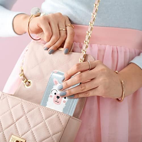 Mini maquiagem de Oryuekan com espelho, bolsa de embreagem Leatherette Lipstick Case, Cartoon Animal