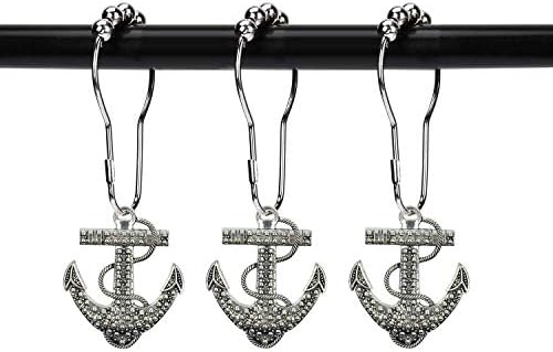 Conjunto Zilucky de 12 ganchos de cortina de chuveiro ancoradouro casa decorativa de casa de barco náutico de barco