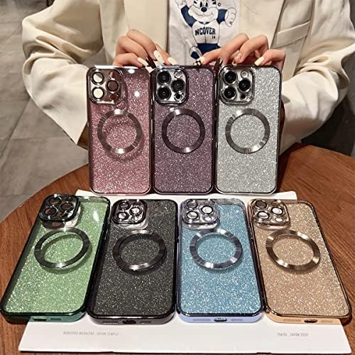 Caso magnético de Fycyko para iPhone 11 compatível com magsafe, capa de telefone glitter bling