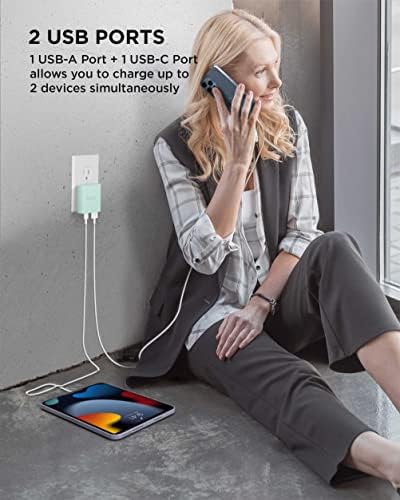 IHOME USB C CARREGADOR: AC PRO 20W CARREGADOR USB MULTIPORTE, BLOCO DE CARRA DE USB CLARO, ADAPTADOR