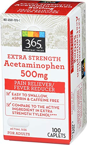 365 pelo Whole Foods Market, acetaminofeno extra de 500 mg, 100 contagem