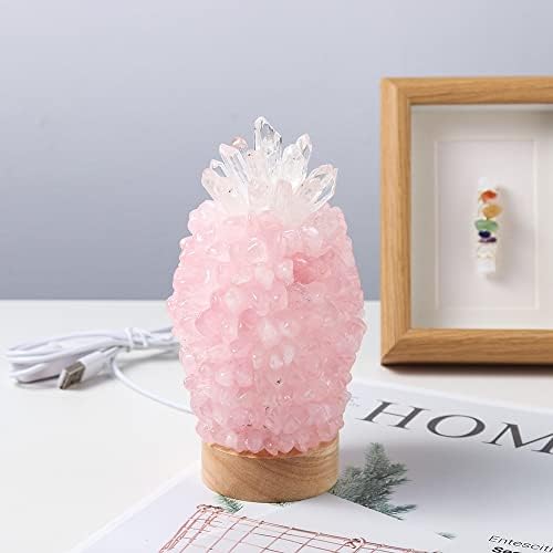 Jongia Natural Rose Quartz Crystal Lamp Tadandeira Luz de Cristal Geme Gem Energia Gem para Presentes