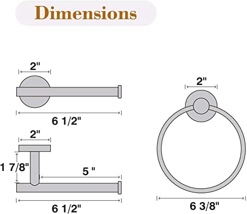 Ushower 5 PCs Hardware de banheiro e anel de toalha, conjunto de combinações de papel higiênico, níquel