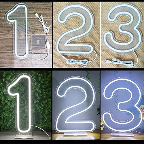 Dvtel Cool White Number Néon Sign, LEDS LED USB LUZES NEON NEON PARA FESTO DE BRINERDINDADE PELAÇÃO DE DECORAGEM DE DECORAÇÃO LUMINESCENTE Luminescente, Hotel Hotel Restaurant Bar Coffee Shop