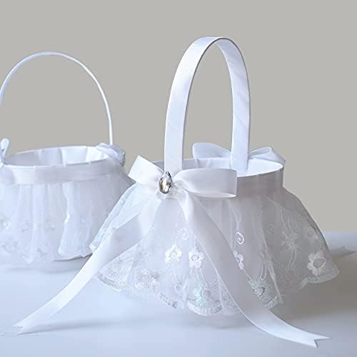 Atailove 2pcs Casamento Casquete de fadas de cesta de cesta de renda de fada cesta de flores com decoração