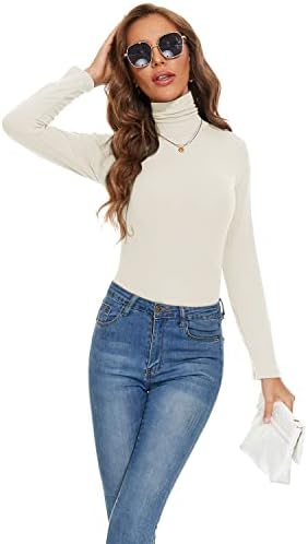 Mulheres de Laikakud Mock Turtleneck Slave Slave Pullover Alto pescoço de camiseta sub -camiseta