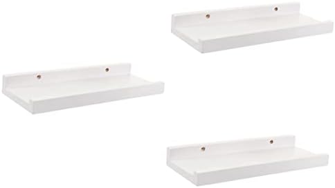 Zerodeko 3pcs parede pendurada prateleira de madeira sem soco branco