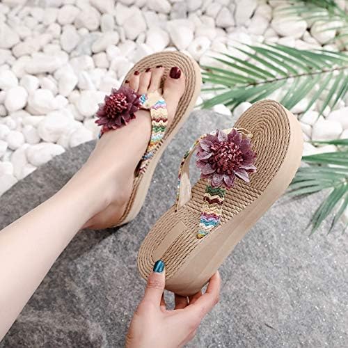 Flippers para mulheres mulheres ao ar livre tecem cuias de flores façam sapatos de praia Sandálias Mulheres FLIP