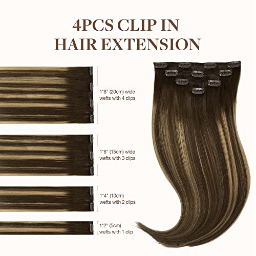 GOO GOO CLIP EM BUNHA EXTENSIONS DE CABELO HUMANO PARA MULHERES, 2 BROWN DARCH & /4 CHOCOLAÇÃO CHOLO