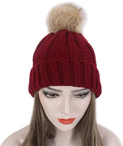 HGVVNM Fashion Europeu e American Ladies Hair Hat One Long Curly Gold Wig and Hat Hat One Red Knit