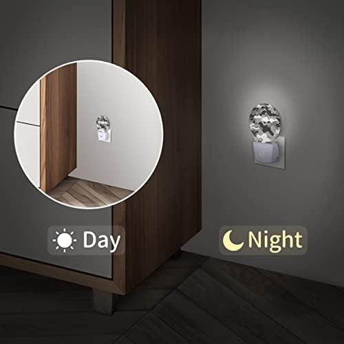 DXTKWL cinza branca CAMO IMPRESSÃO ROUNTE NOITE PACK 2, clássico plug-in de camuflagem LED Nightlights