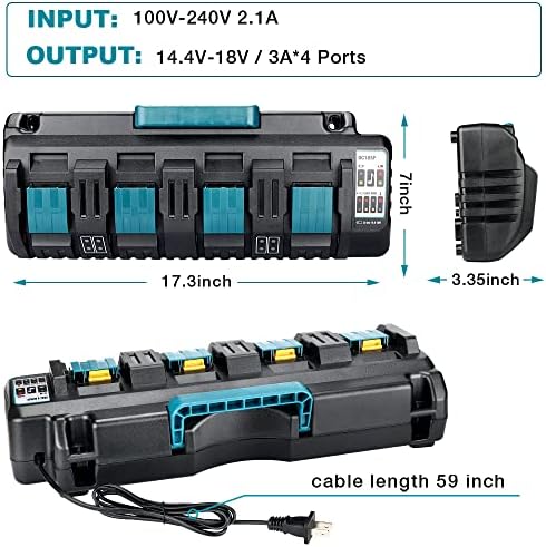 DC18SF 18V LXT CARREGOR DE BATERIA DE LITHION-ION 4-PORTA, carregador Rapid Philophca com porta USB dupla