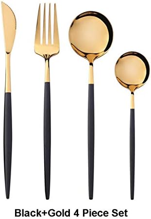 N-Brand 4 PCs/Definir talheres de ouro preto SET18/10 Aço inoxidável Dinnerarware talheres de talheres