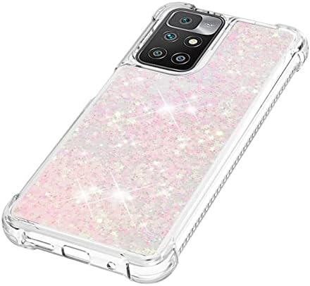 Capa de capa de telefone Caixa de glitter compatível com Xiaomi Redmi 10/Redmi 10 Prime Case Prime Compatível com Mulheres Meninas Meninas Sparkle líquido Líquido Luxo Flutuante e Quicksa