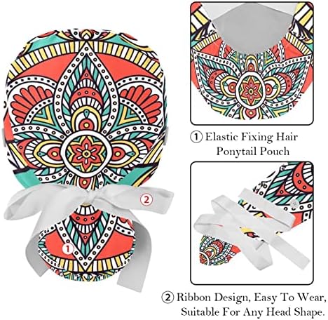 Hohodiy 2 pacotes de trabalho de trabalho com banda de suor de botão, mandala indiana hena psicodélica