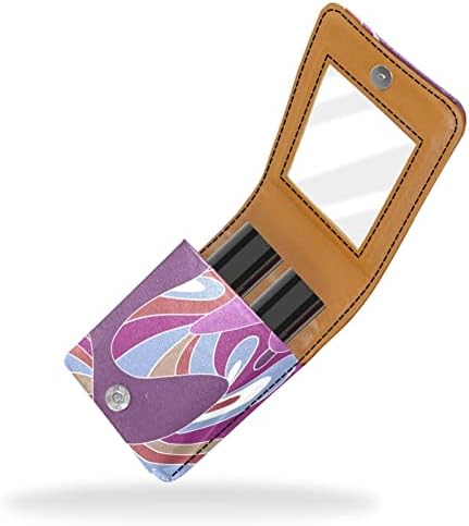 Oryuekan Makeup Batom Caso Tolder Mini Bag Travel Bolsa de cosméticos, organizador com espelho para uma festa de festas de casamento de dama de honra, abstrato de padrões étnicos Tribal Vintage Purple