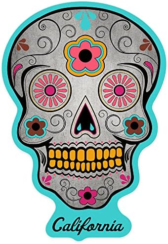 Die Cut Sticker Death Valley National Park, Califórnia, Day of the Dead, Sugar Skull, Teal, Adesivo de Vinil Contour 3 a 6 polegadas, GRANDE