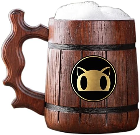 Persona 5 Morgana Mona Máscara caneca. Presente para jogadores tanque de madeira. Beer Stein. Caneca de