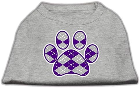 Mirage Pet Products Argyle Paw Purple Screen Print Cirly Grey XXXL