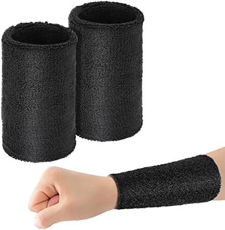 Yolev 2pcs 6 polegadas listradas de pulso preto Bandas de sudor