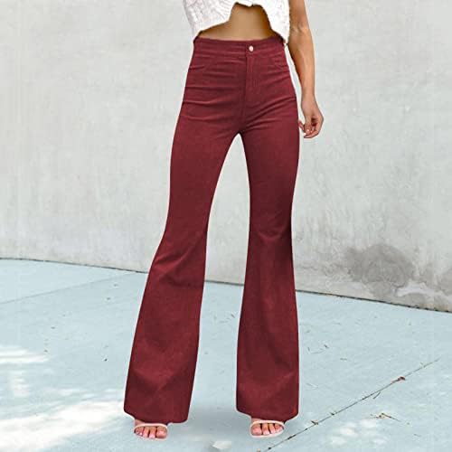 Miashui Petite calça curta para mulheres Cordamento Cordamento Flare calça de cintura elástica calça de baixo