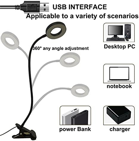 LIVRO DE CLAMP DE PROTEÇÃO ELEYAL, 360 ° Lâmpada de mesa de ganso flexível, 48 LED LED REVALIAÇÃO RECARGIED