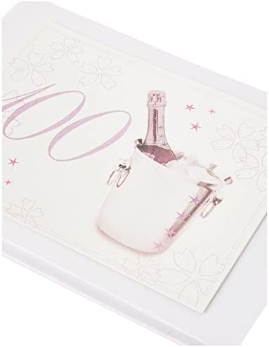 Cards de algodão branco Idade 100 Pink Champagne Design Tiny Value Photo Álbum, branco