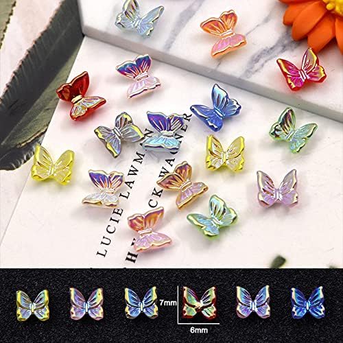 Acessórios de 30/100pcs resina resina borboleta aurora cor de cor inteligente Moda holográfica