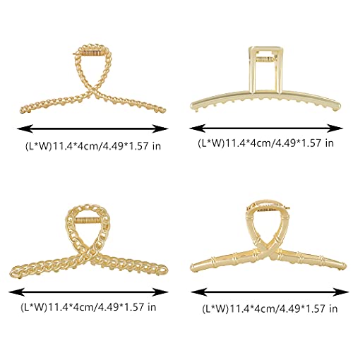 Campsis 4pcs grandes clipes de garra de cabelos de metal dourados clipes de cabelo de banana grandes