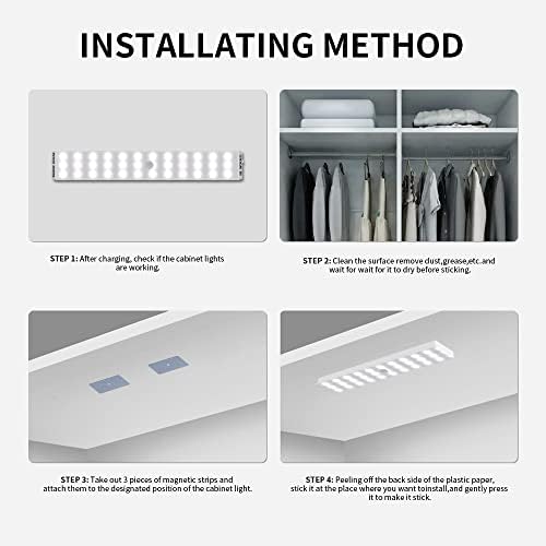 Iluminação do armário de LED xunata com sensor de movimento, 72 LEDs diminuem 3000K-6500K Lâmpada