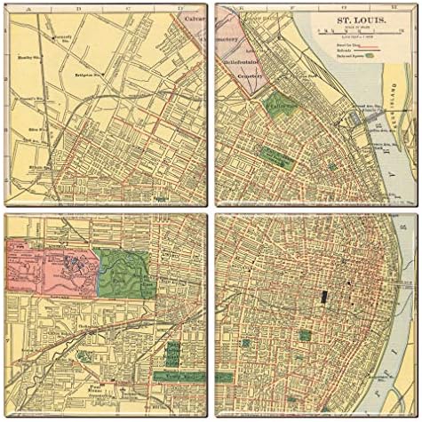 St. Louis Coaster de mapa vintage