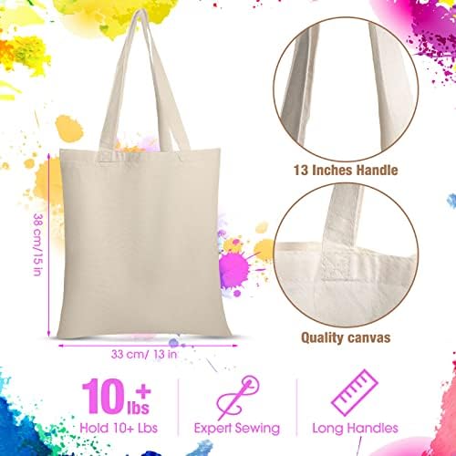 24 peças sacolas de tela, sacola de lona lisa em branco Bolsa leve de compras reutilizáveis ​​de