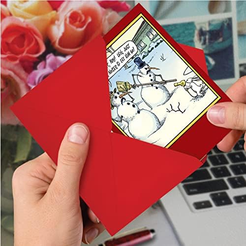 Nobleworks - 12 Cartões engraçados para o Natal - Cartoon Paisery Notecard Conjunto, Saudações de férias em caixa