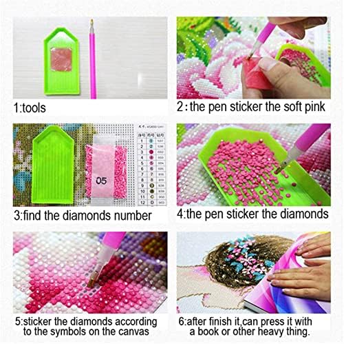 Lótus de pintura de diamante grande por kits de números, DIY 5D Diamond Diamond Square Praça