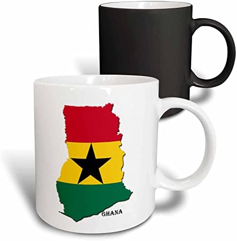 Bandeira 3drose de mapa de gana caneca cerâmica, 11 oz, branca