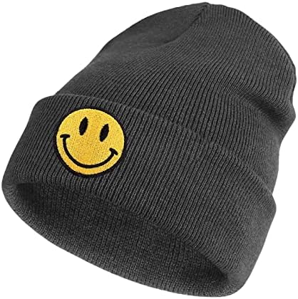 Girinhos femininos de lycycse para chapéus de gorro com algema de inverno com sorriso de rosto malha acrílica