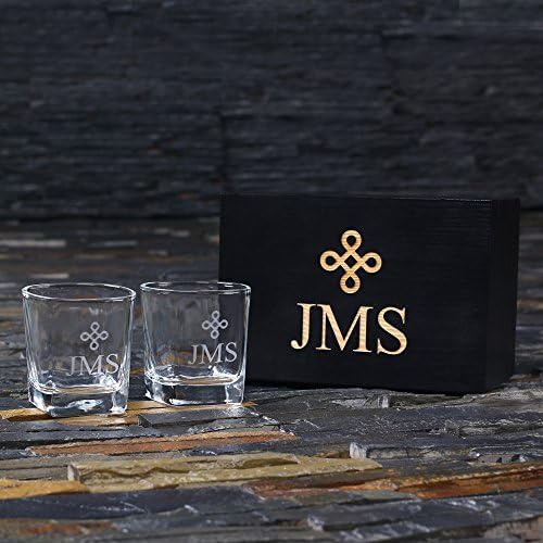 DG Partners - Whisky Glass personalizado Conjunto com caixa de presente personalizada - gravação gratuita