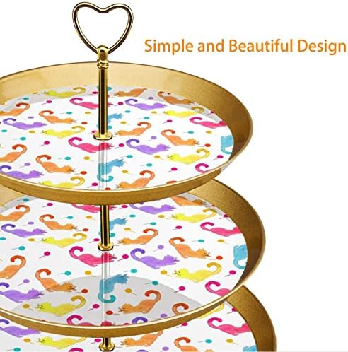 Dragonbtu 3 Cupcake Stand com Rod Gold Rod Plastic Triered Tower Tower Tane