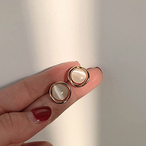 Yheakne Vintage Circle Studs Brincando Brincos de Pedra de Cato de Cato de Ouro