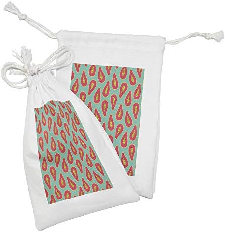 Conjunto de bolsas de tecido de Fruits de Ambesonne de 2, Ilustração Tropical de Papaya Slices