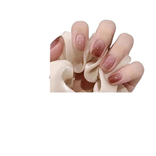 Pressione nas unhas 24pcs/caixa unhas falsas manicure marrom de manicure geléia cola removível unhas vestíveis