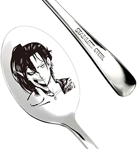 Colheres gravadas a laser com anime titan shingeki no kyojin eren colher personalizada colher de